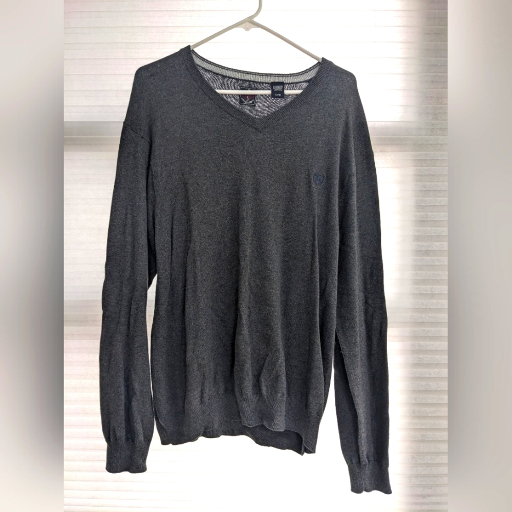 Chaps Gray V-Neck Sweater Large